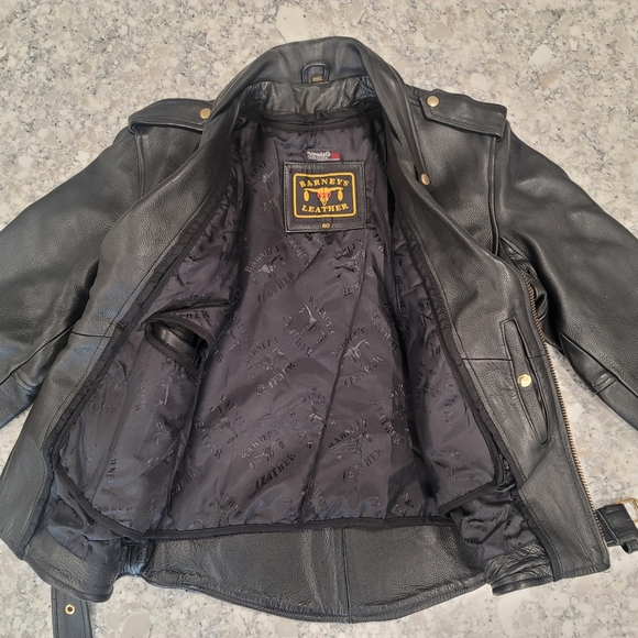 Classic Biker Black Leather Unisex  Motorcycle Jacket - Picture 4 of 5